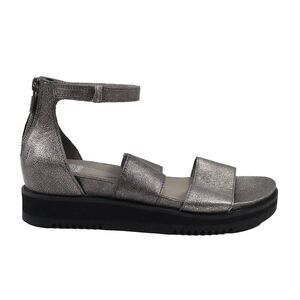 🔥Eileen Fisher Keno Platform Leather Ankle Strap Sandals, Silver 6.5US MSRP$195